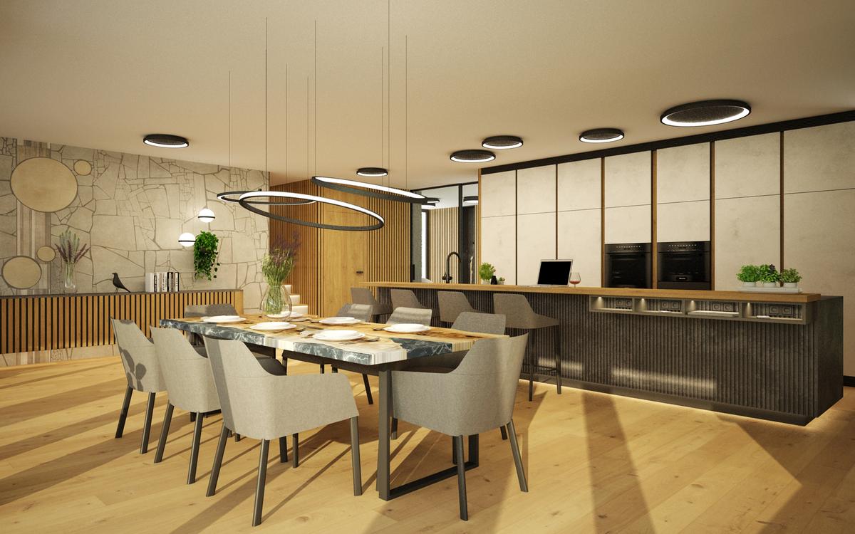 Jídelna a kuchyně (vizualizace Pearl Design)